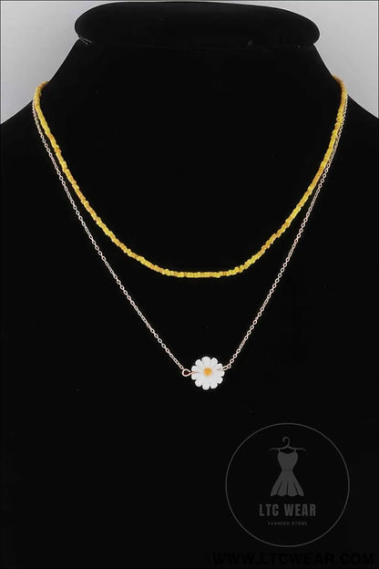 Double Beaded Flower Necklace