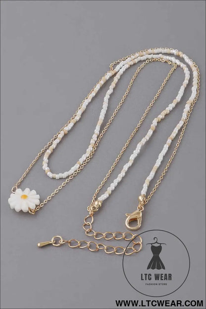 Double Beaded Flower Necklace