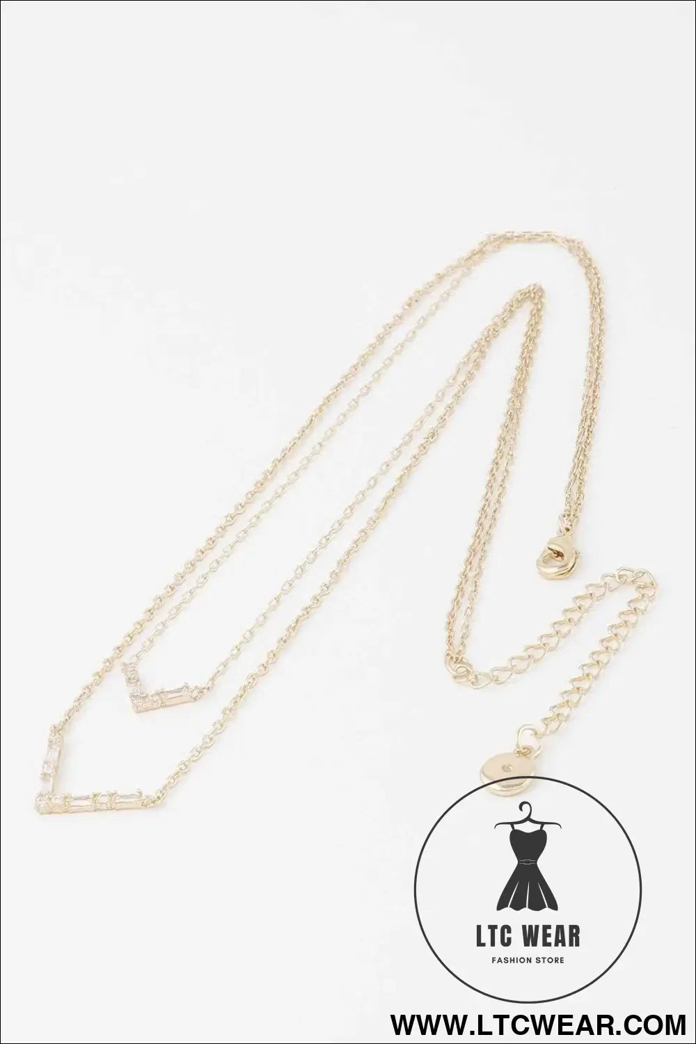 Double Crystal V Necklace