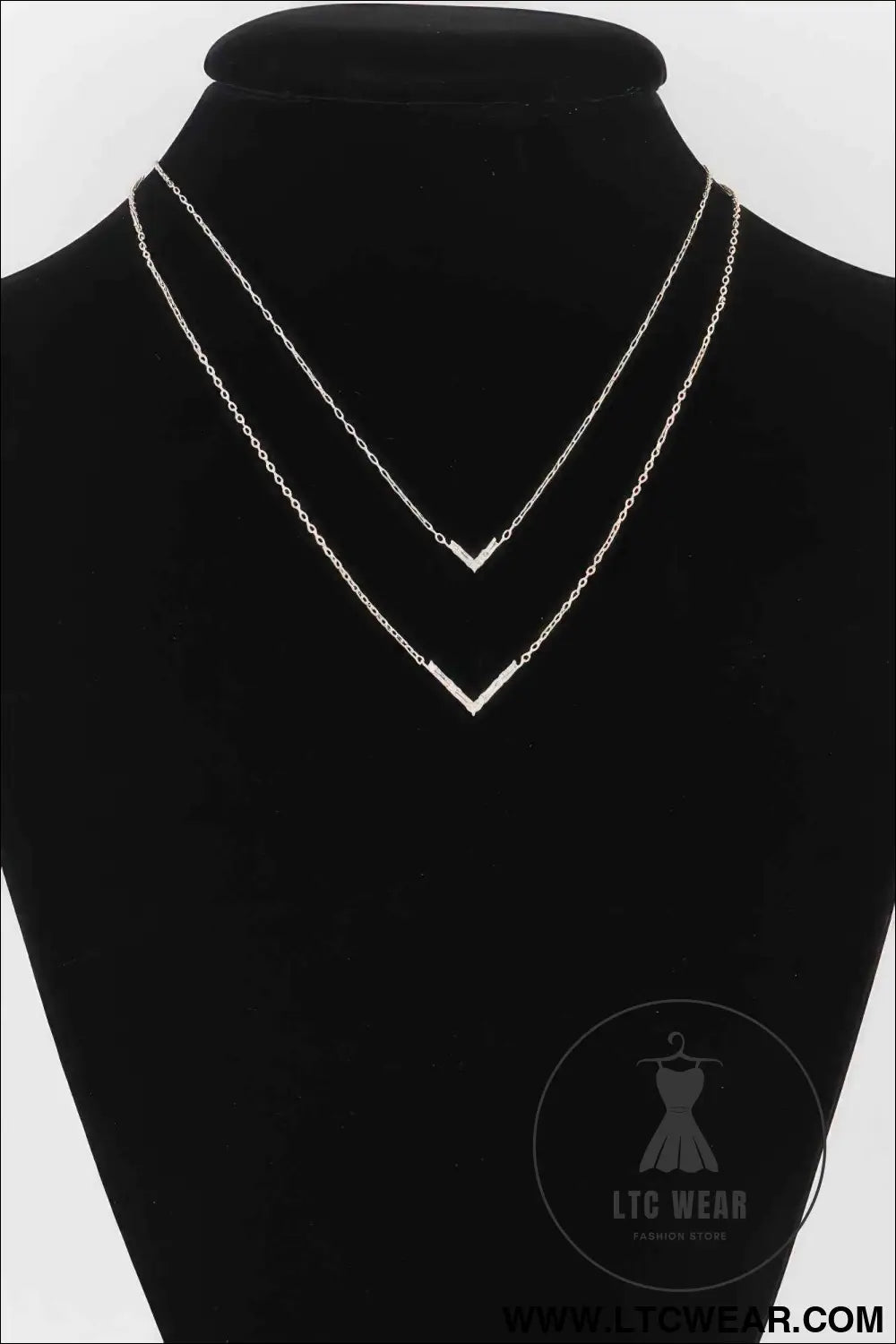 Double Crystal V Necklace