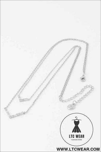 Double Crystal V Necklace