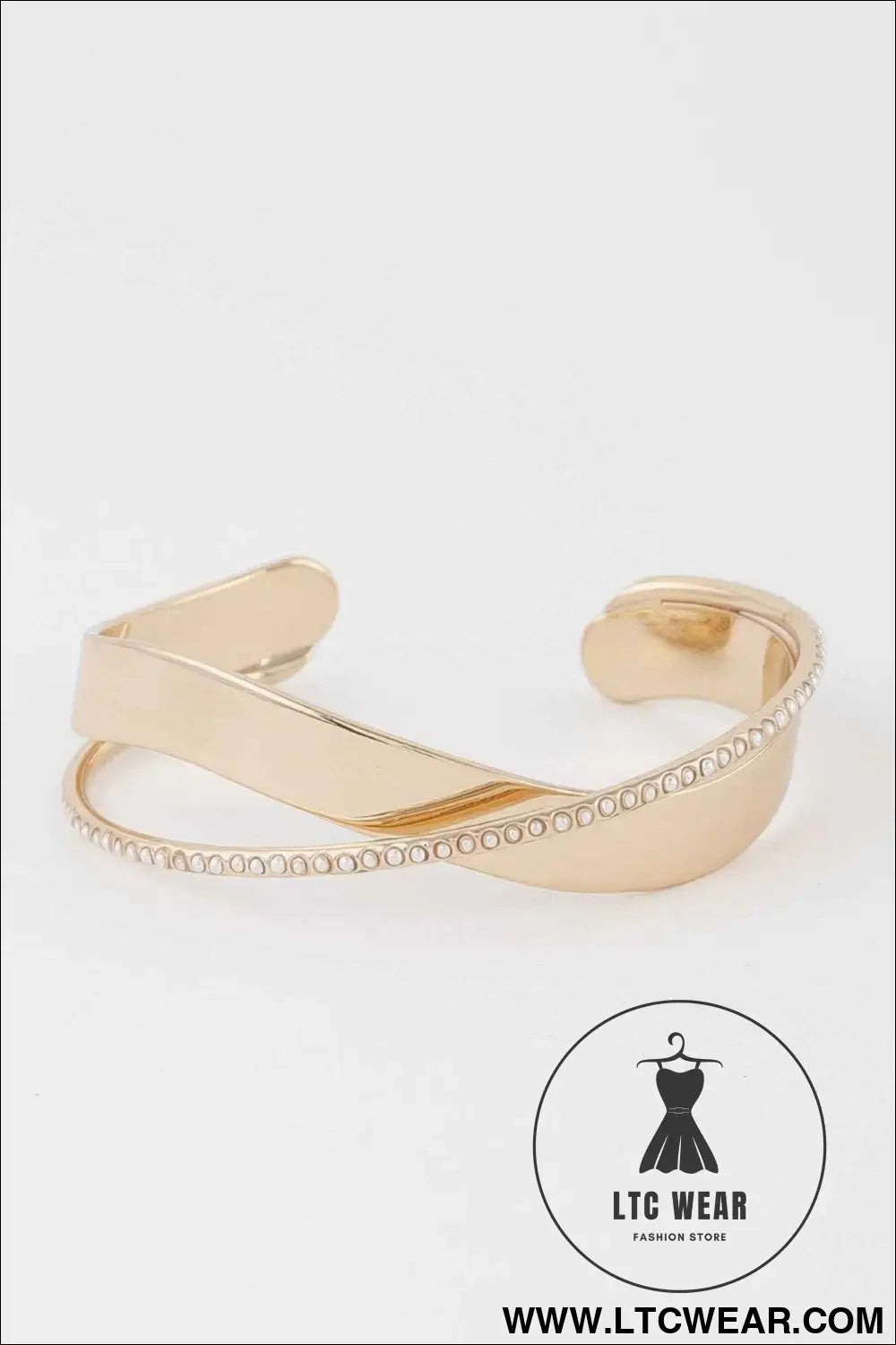 Double Pearl Laced Open Bracelet