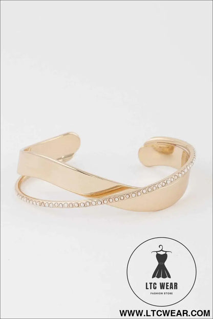 Double Pearl Laced Open Bracelet