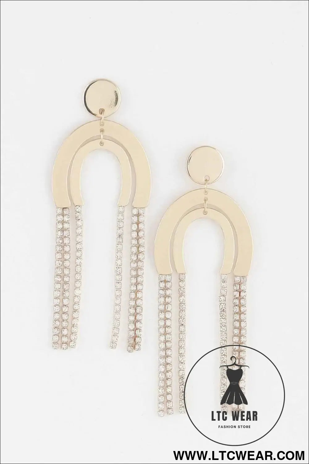 Double Rhinestone Arch Drop Earrings