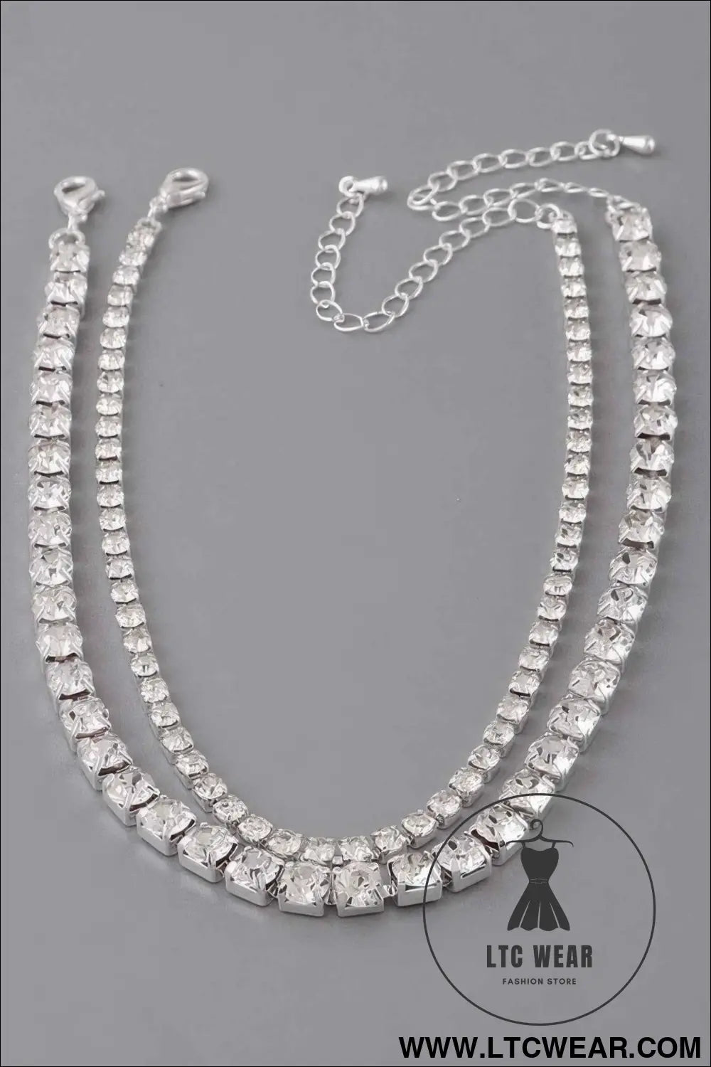 Double Rhinestone Choker Necklace
