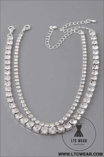 Double Rhinestone Choker Necklace