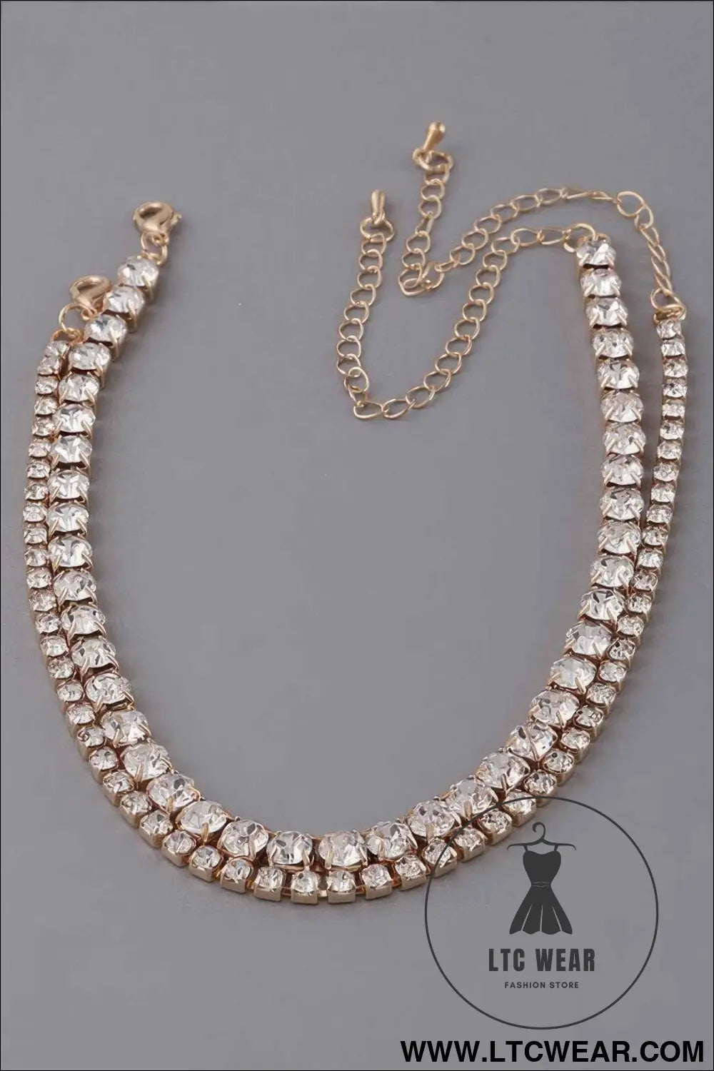 Double Rhinestone Choker Necklace