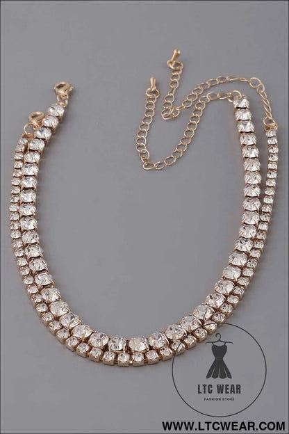 Double Rhinestone Choker Necklace