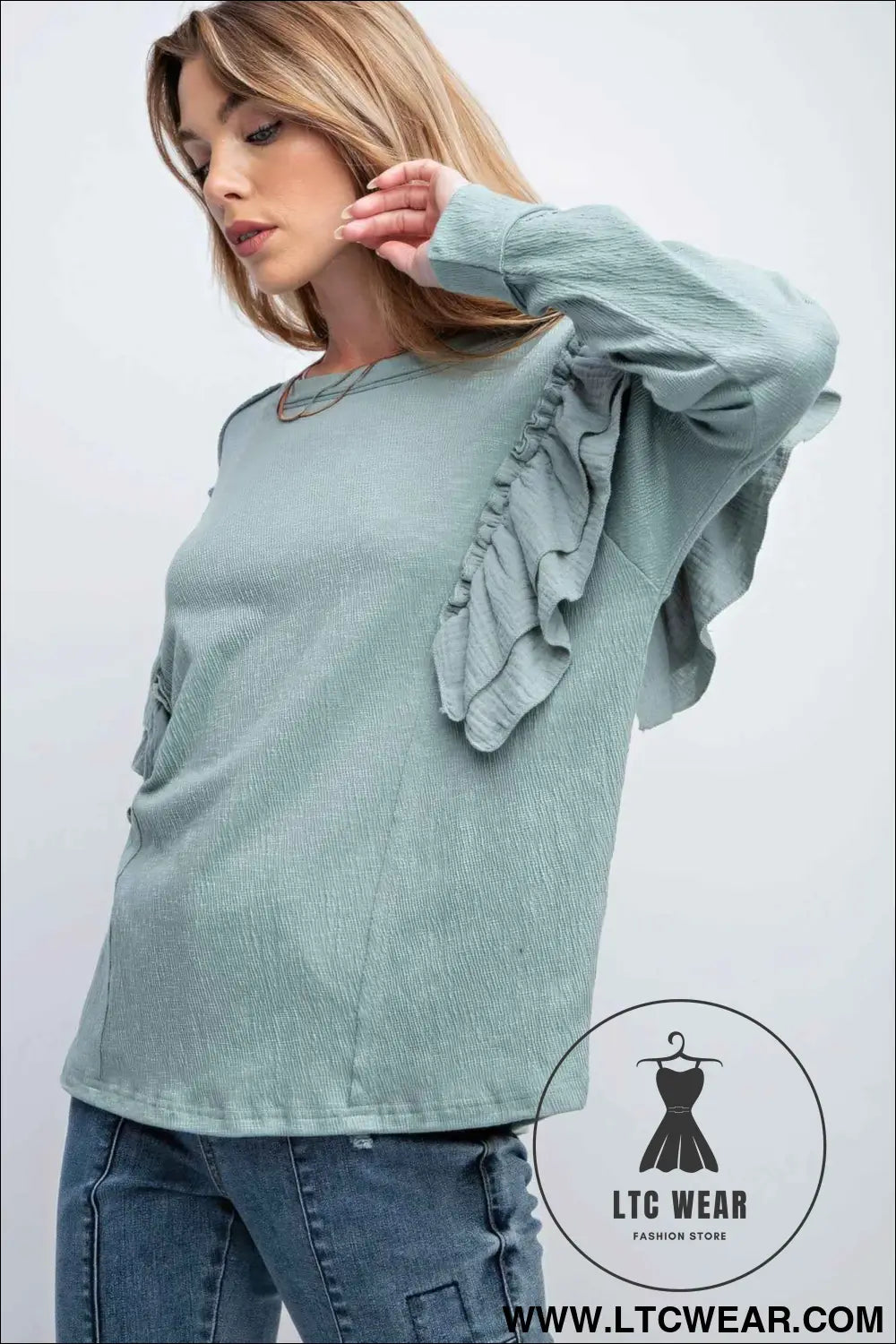 Double Ruffle Sleeves Top