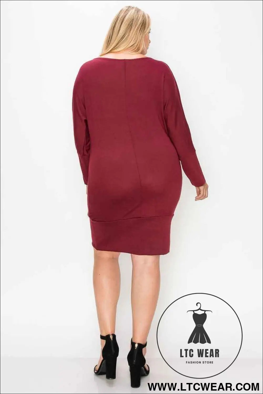 Draped Neck Long Sleeve Dress