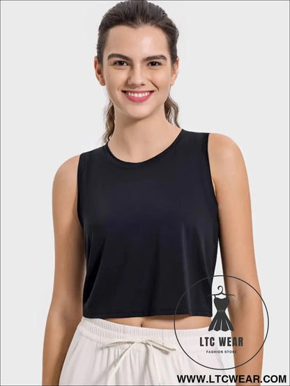Drawstring Cutout Round Neck Active Tank - L.T.C Wear Online Fashion Store