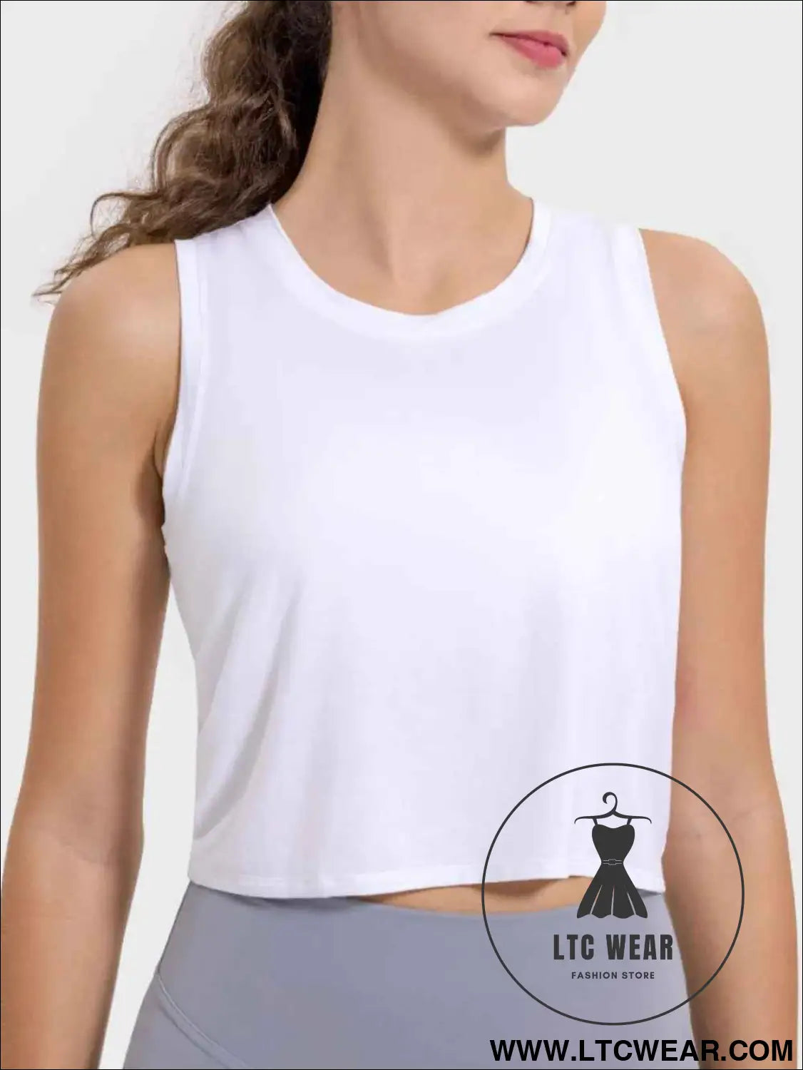 Drawstring Cutout Round Neck Active Tank