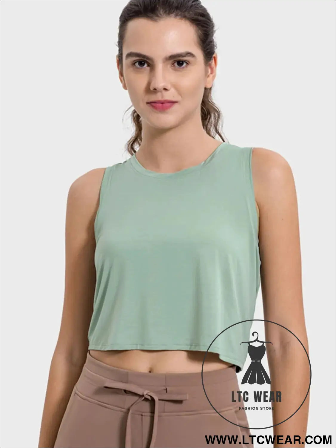 Drawstring Cutout Round Neck Active Tank - L.T.C Wear Online Fashion Store