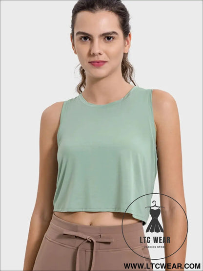 Drawstring Cutout Round Neck Active Tank - L.T.C Wear Online Fashion Store