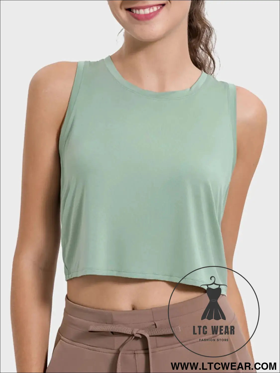 Drawstring Cutout Round Neck Active Tank - L.T.C Wear Online Fashion Store