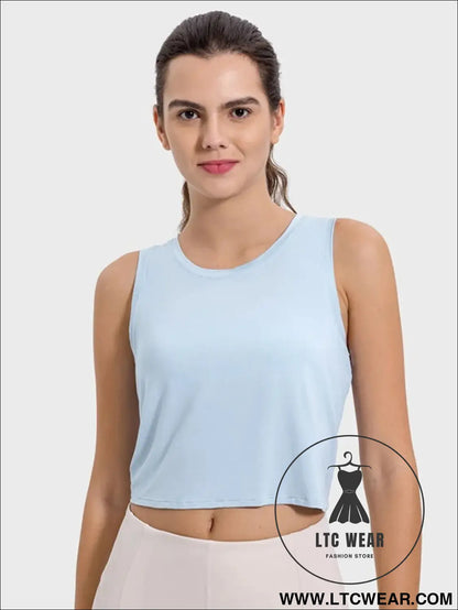 Drawstring Cutout Round Neck Active Tank - L.T.C Wear Online Fashion Store