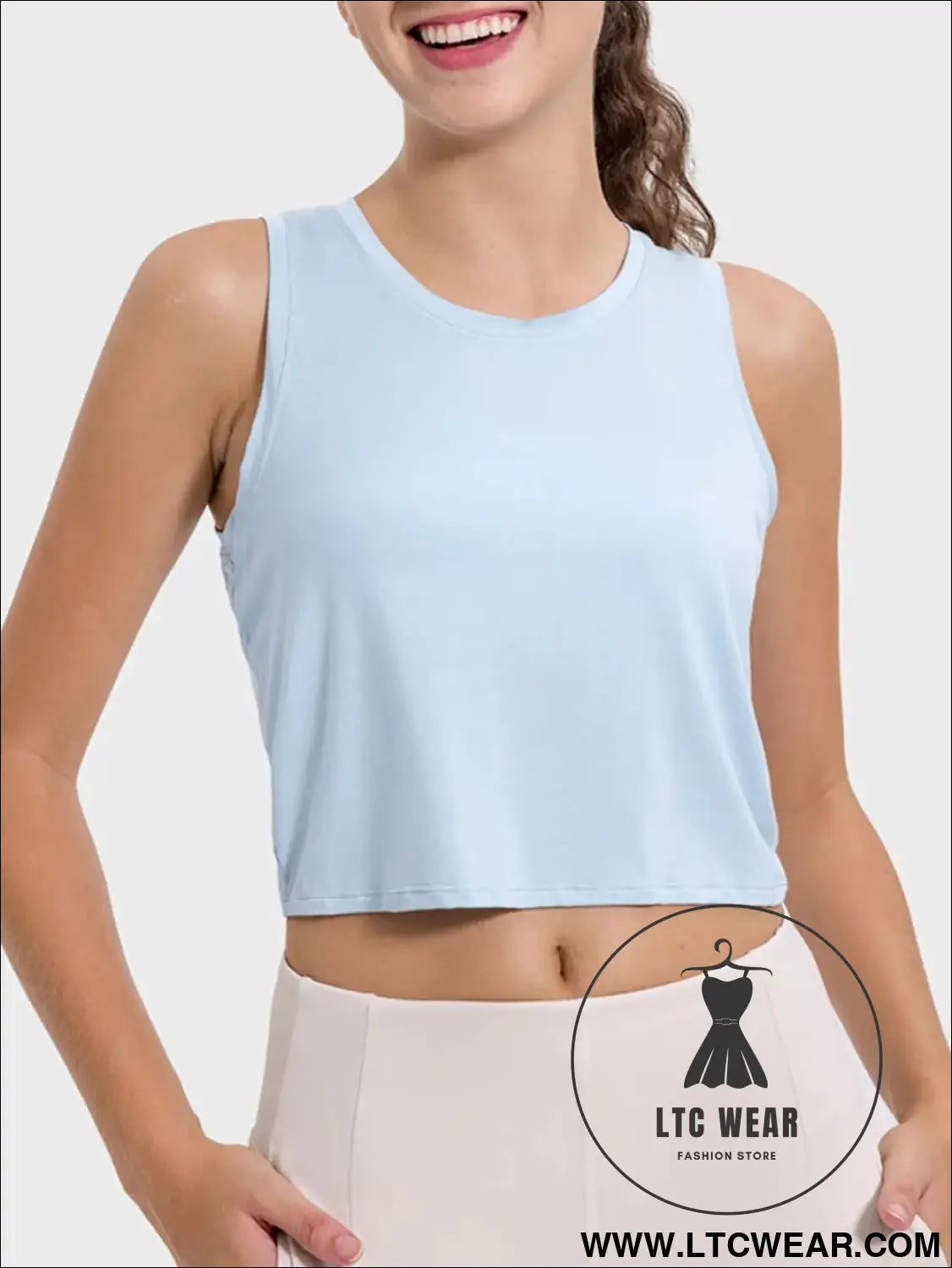 Drawstring Cutout Round Neck Active Tank - L.T.C Wear Online Fashion Store