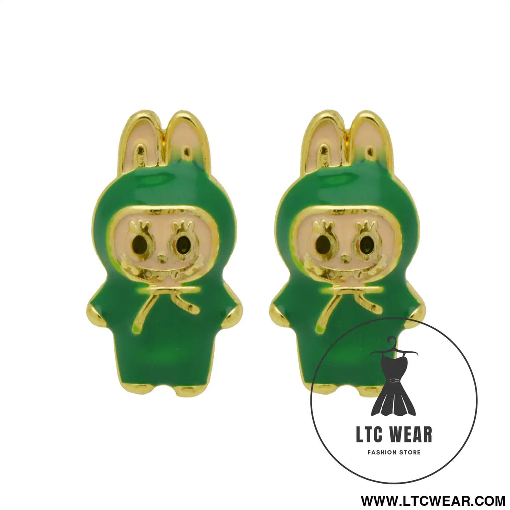 Drip oil colored cute cartoon character personality simple and versatile ear studs earrings - de250708-g
