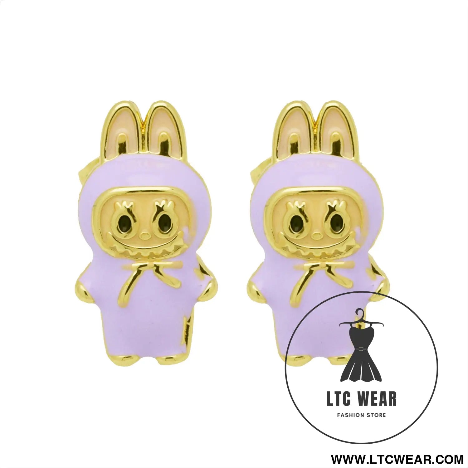 Drip oil colored cute cartoon character personality simple and versatile ear studs earrings - de250708-p