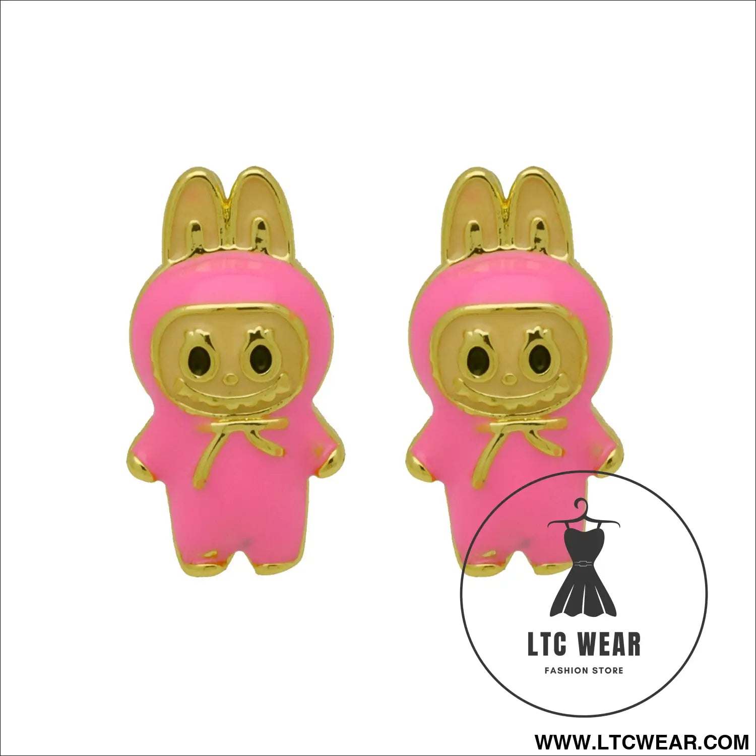 Drip oil colored cute cartoon character personality simple and versatile ear studs earrings - de250708-pi
