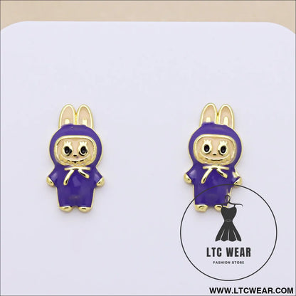 Drip oil colored cute cartoon character personality simple and versatile ear studs earrings