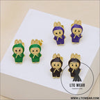 Drip oil colored cute cartoon character personality simple and versatile ear studs earrings