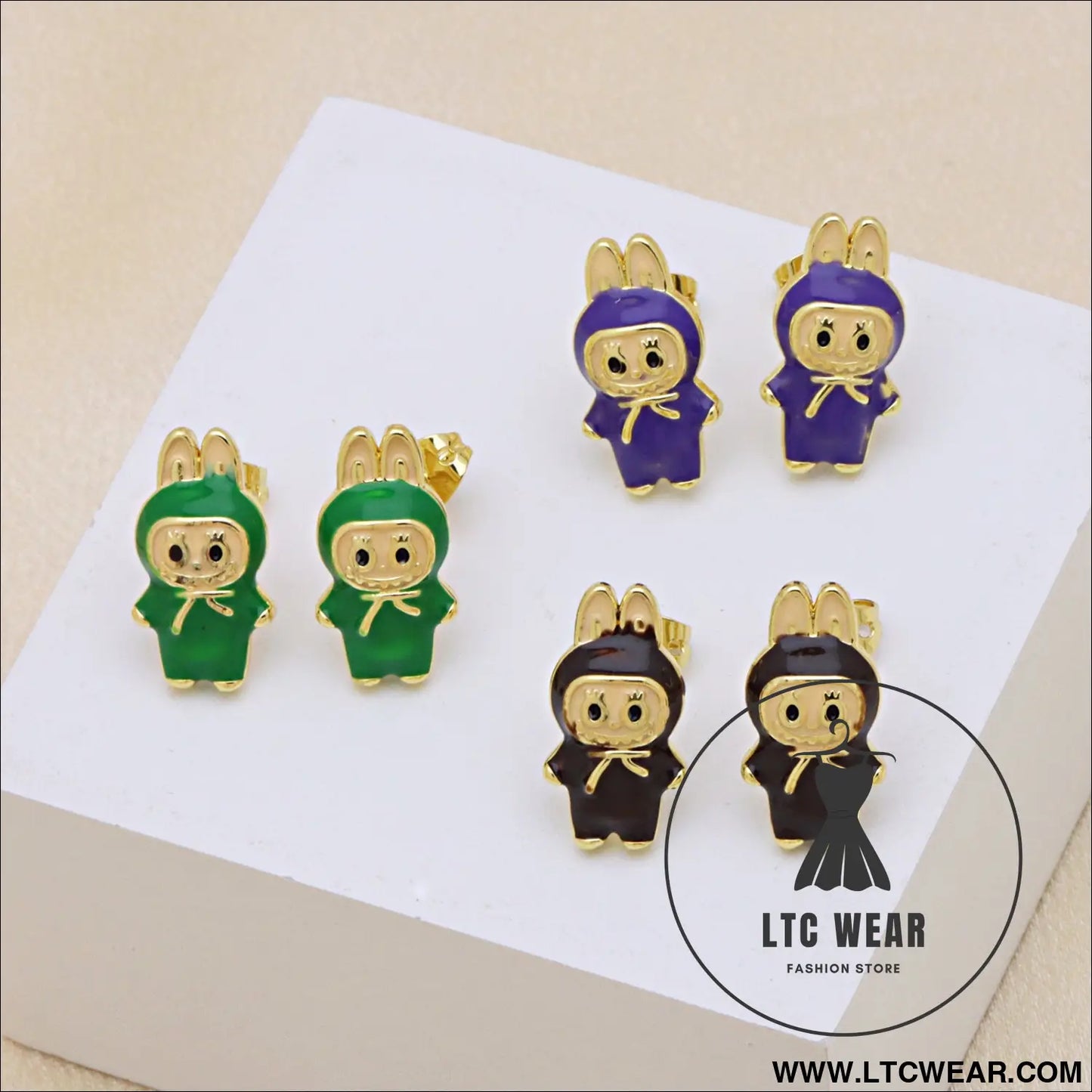 Drip oil colored cute cartoon character personality simple and versatile ear studs earrings