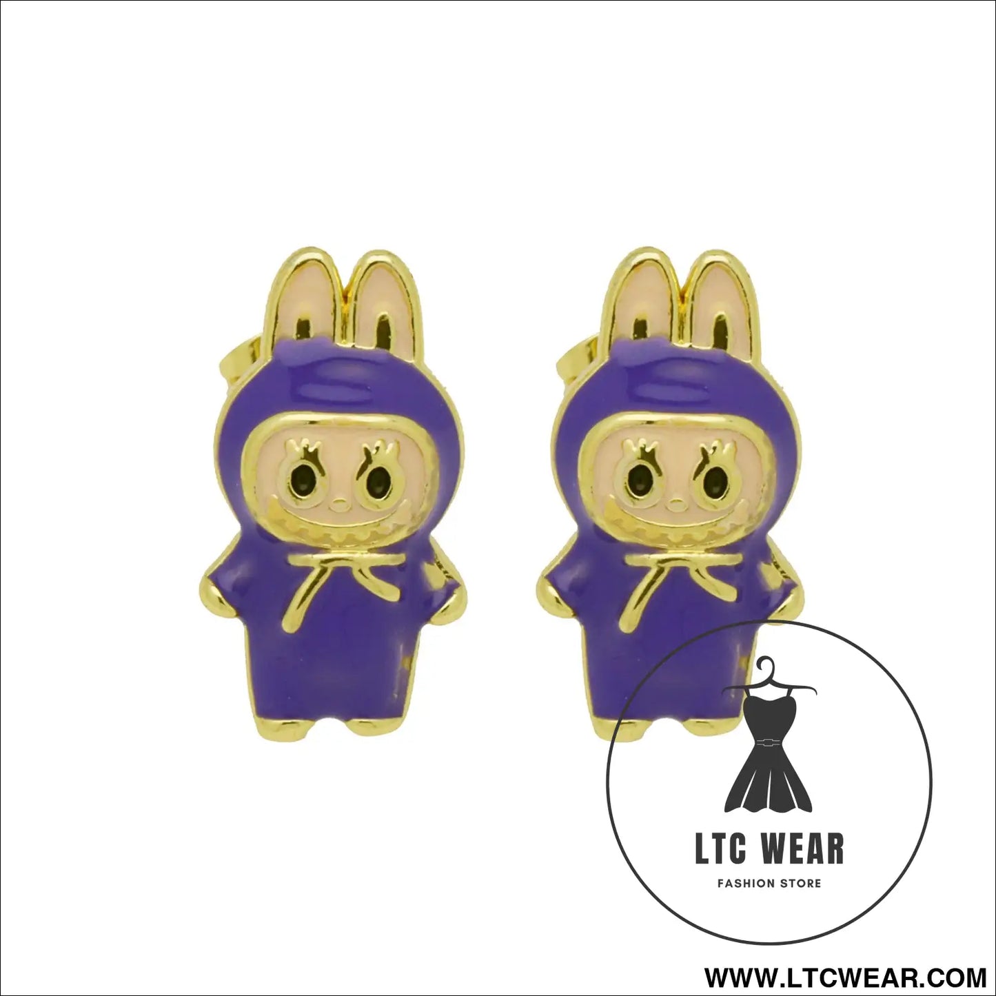 Drip oil colored cute cartoon character personality simple and versatile ear studs earrings - de250708-bl