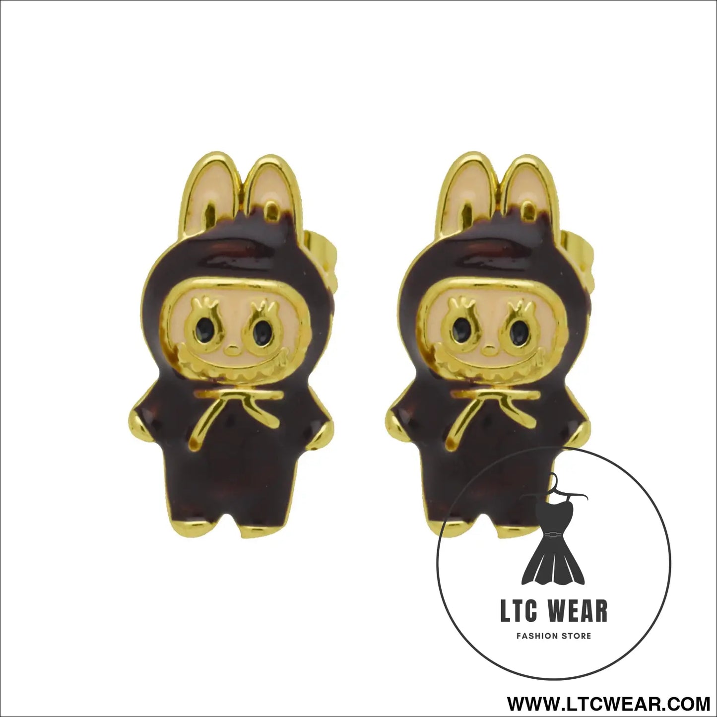 Drip oil colored cute cartoon character personality simple and versatile ear studs earrings - de250708-k