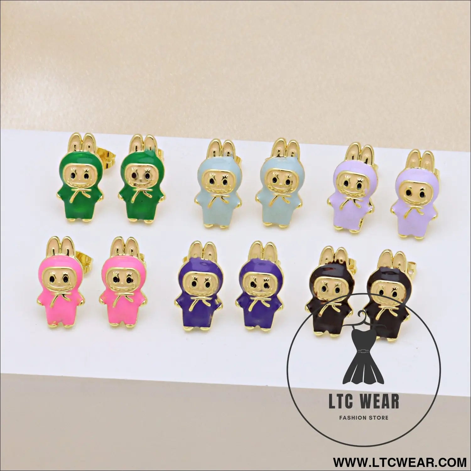 Drip oil colored cute cartoon character personality simple and versatile ear studs earrings
