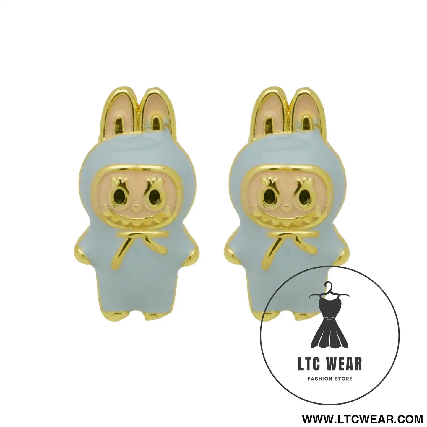 Drip oil colored cute cartoon character personality simple and versatile ear studs earrings - de250708-lb