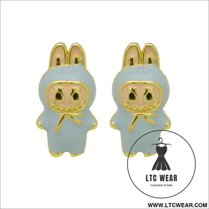 Drip oil colored cute cartoon character personality simple and versatile ear studs earrings - de250708-lb
