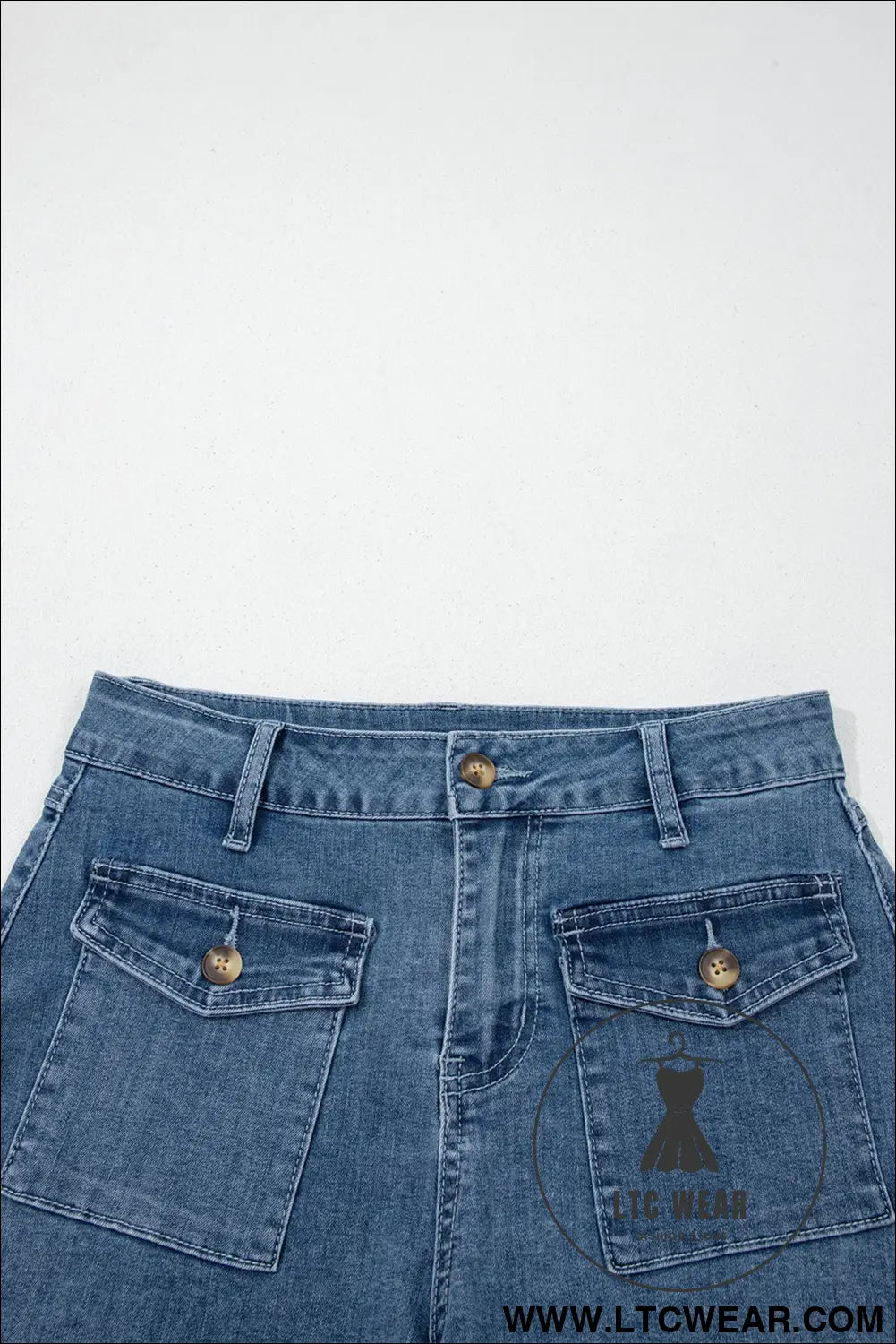 Dusk blue flap pockets denim shorts - denim shorts