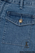 Dusk blue flap pockets denim shorts - denim shorts