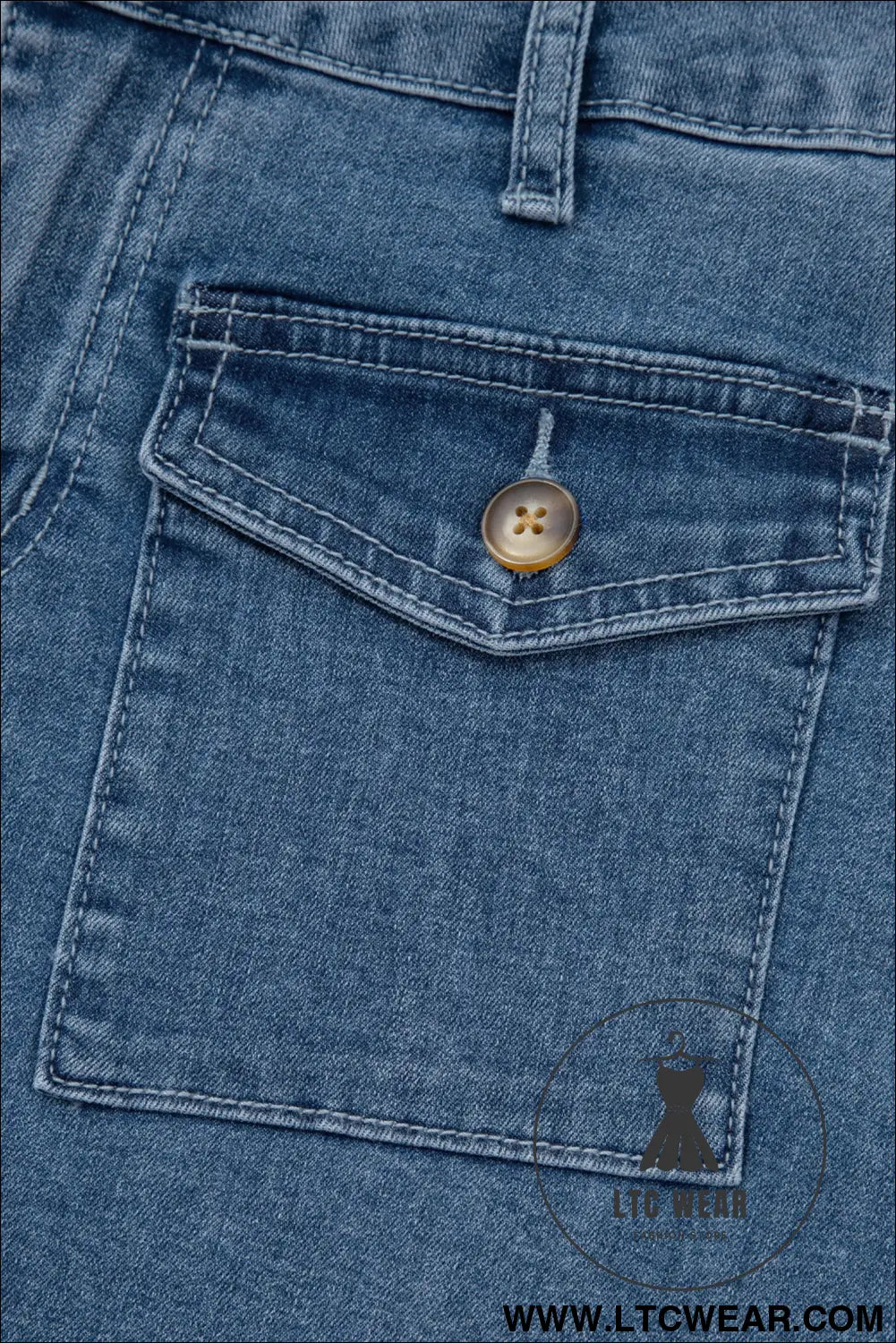 Dusk blue flap pockets denim shorts - denim shorts