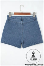 Dusk blue flap pockets denim shorts - denim shorts