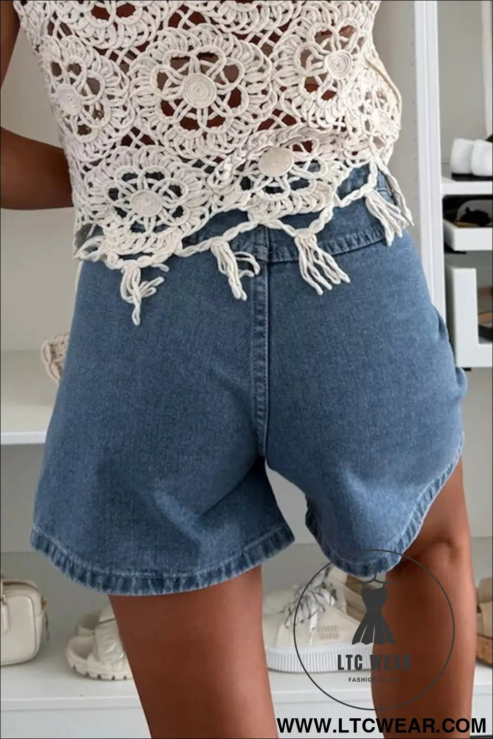 Dusk blue flap pockets denim shorts - denim shorts