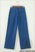 Dusk blue lace-up pull on wide leg jeans - jeans