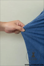 Dusk blue lace-up pull on wide leg jeans - jeans