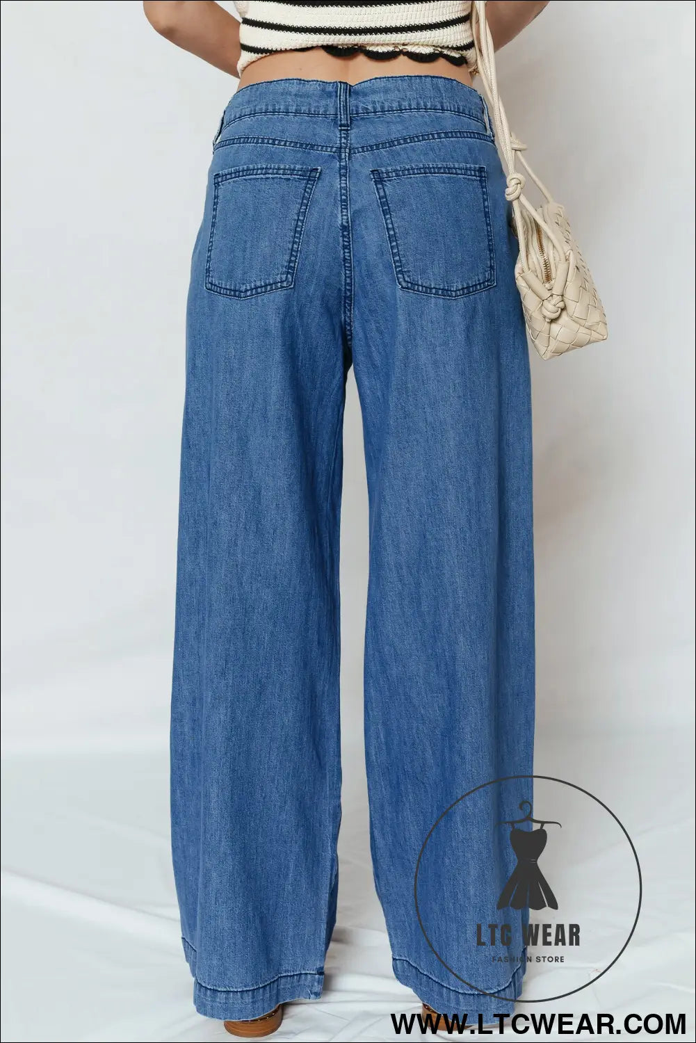 Dusk blue lace-up pull on wide leg jeans - jeans