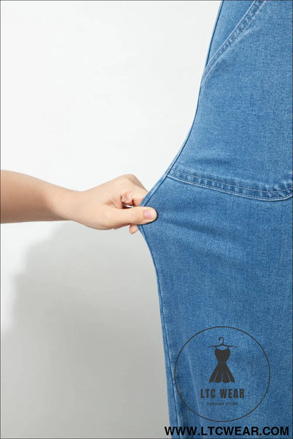 Dusk Blue Retro Washed Patch Pocket Stretchy Jeans - L.T.C Wear Online Fashion Store