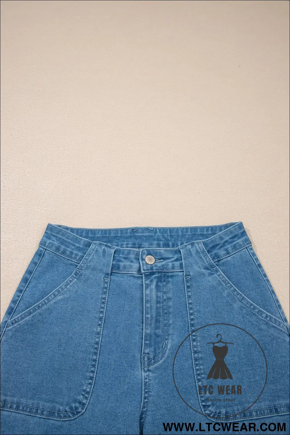 Dusk Blue Retro Washed Patch Pocket Stretchy Jeans - L.T.C Wear Online Fashion Store