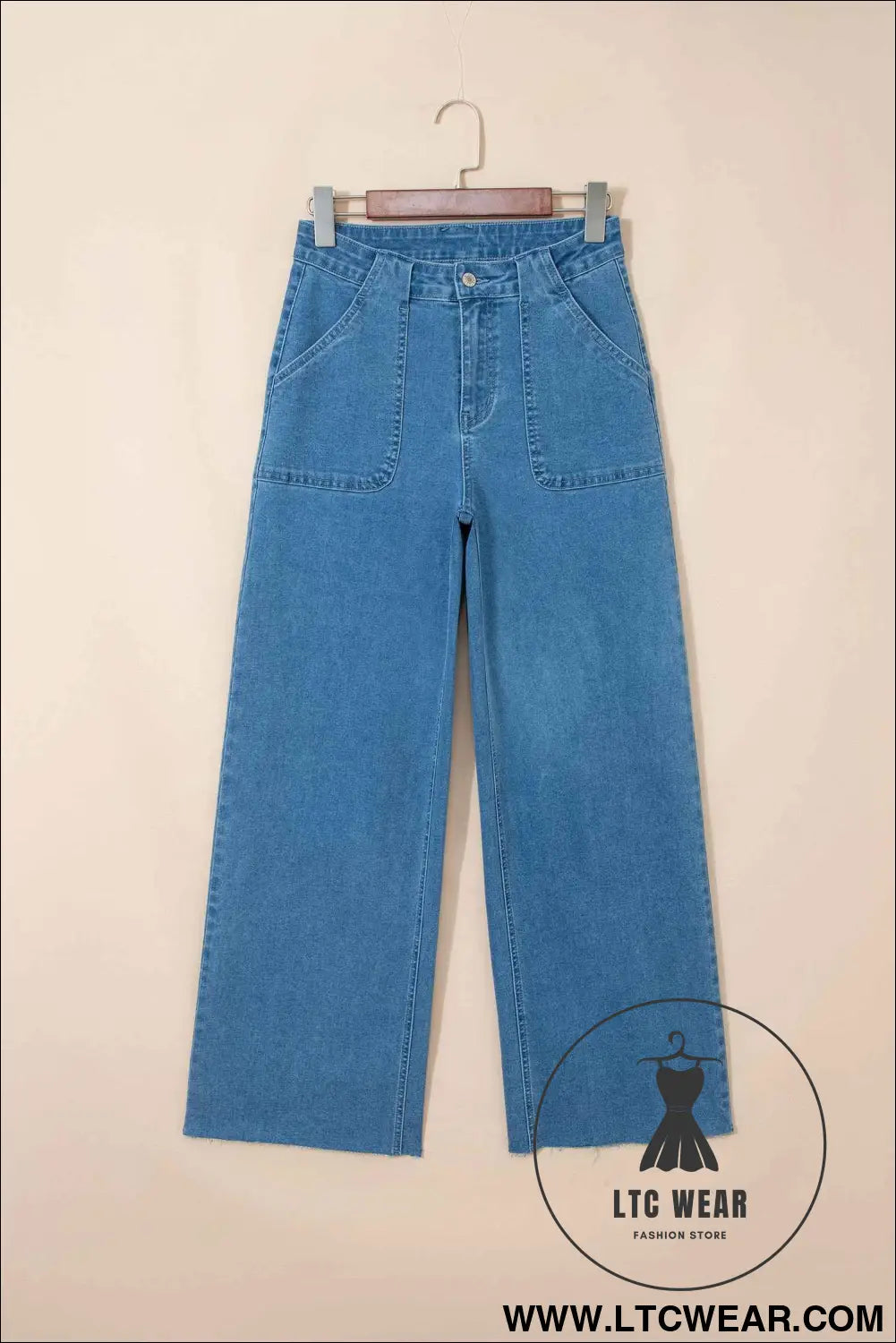 Dusk Blue Retro Washed Patch Pocket Stretchy Jeans