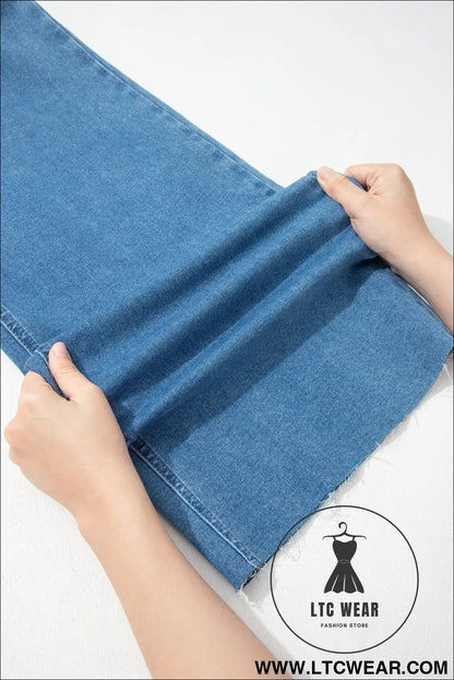 Dusk Blue Retro Washed Patch Pocket Stretchy Jeans - L.T.C Wear Online Fashion Store