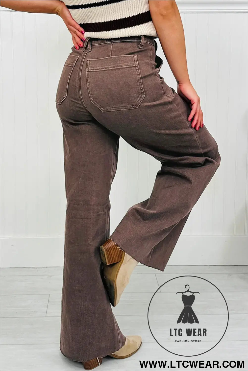 Dusk Blue Retro Washed Patch Pocket Stretchy Jeans - L.T.C Wear Online Fashion Store