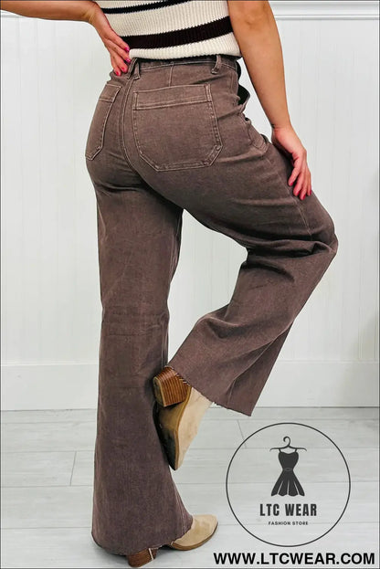 Dusk Blue Retro Washed Patch Pocket Stretchy Jeans - L.T.C Wear Online Fashion Store