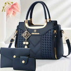 Chic Quilted Printed Tote  Crossbody Bag Set