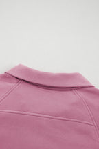 Phalaenopsis Zip Up Stand Collar Ribbed Thumbhole Sleeve Sweatshirt