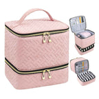 Quilted DualCompartment Makeup  Nail Polish Organizer Bag