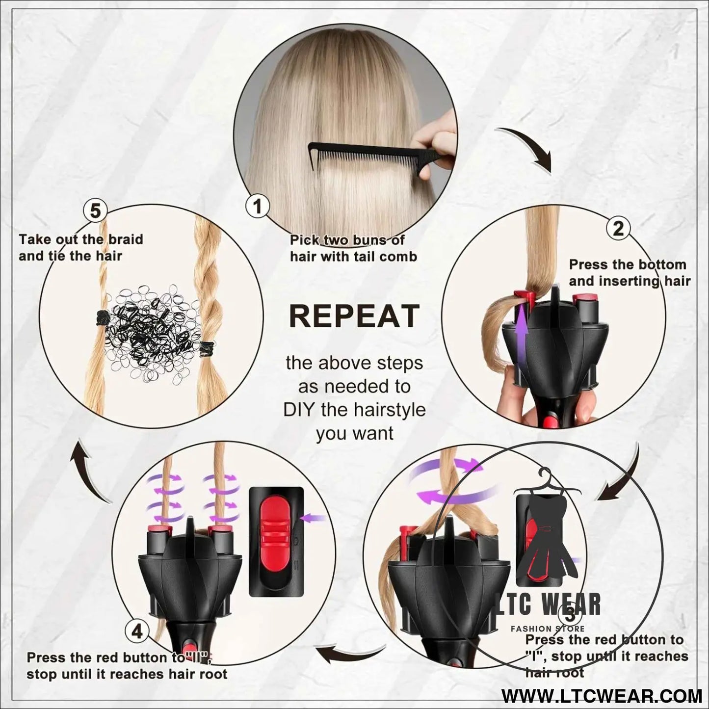 Effortless Automatic Hair Braider Quick Wireless Lazy Chic